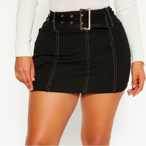 Tongue In Cheek Contrast Stitch Mini Skirt - Black/White